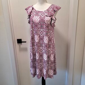NWOT Tile Print Knit Trapeze Dress